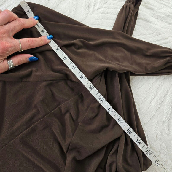 Spiegel EUC Vintage maxi high waist halter twist formal gown Small 6 dark brown - Picture 6 of 13